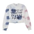 thumbnail image 1 of Junk Food Womens Positive Energy Crop Sweatshirt, White, Small, 1 of 4