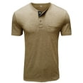 thumbnail image 5 of Capreze Men Short Sleeve T Shirts Front Pocket Button Down Basic Tee Holiday T-shirt Solid Color Pullover Khaki L, 5 of 5