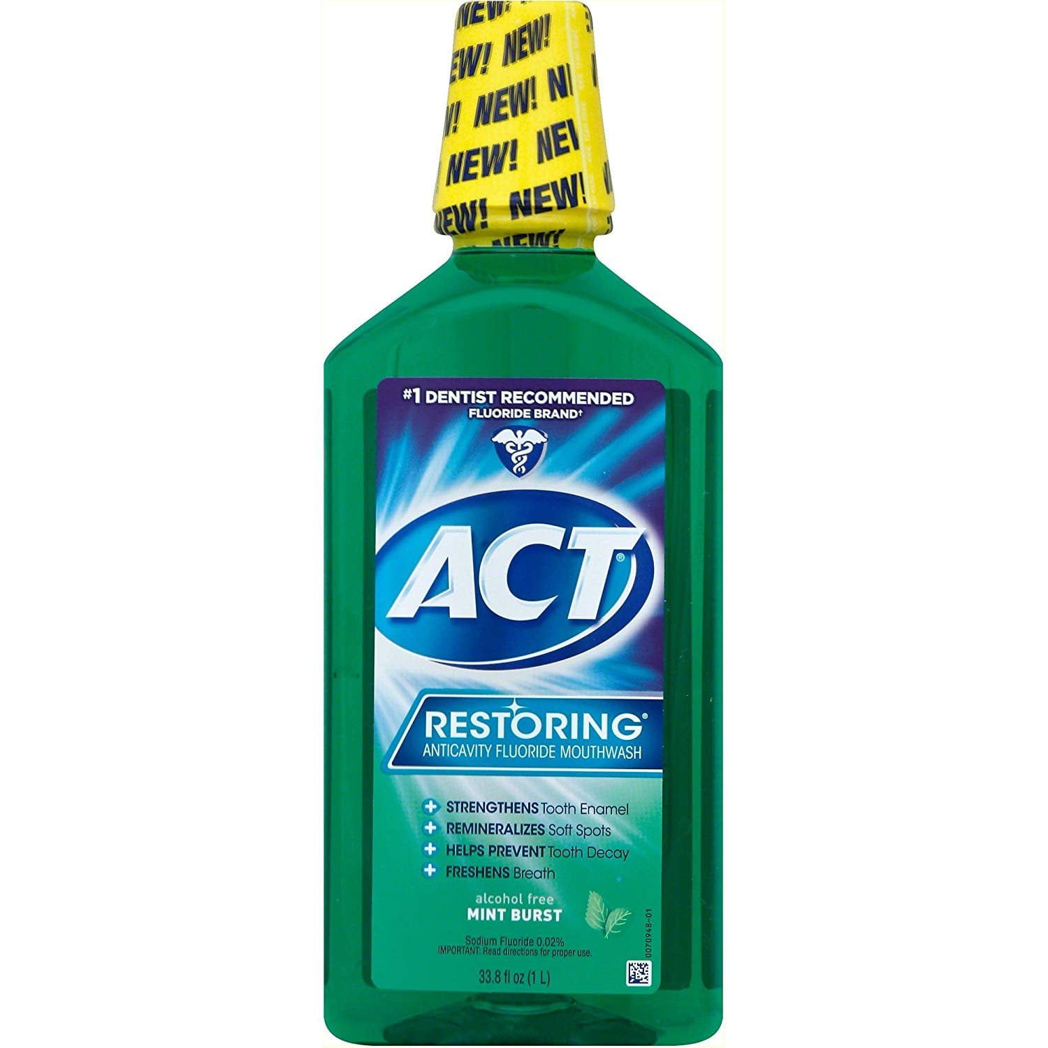 Act Restoring Anticavity Fluoride Mouthwash, Mint Burst, 33.8 Fl Oz