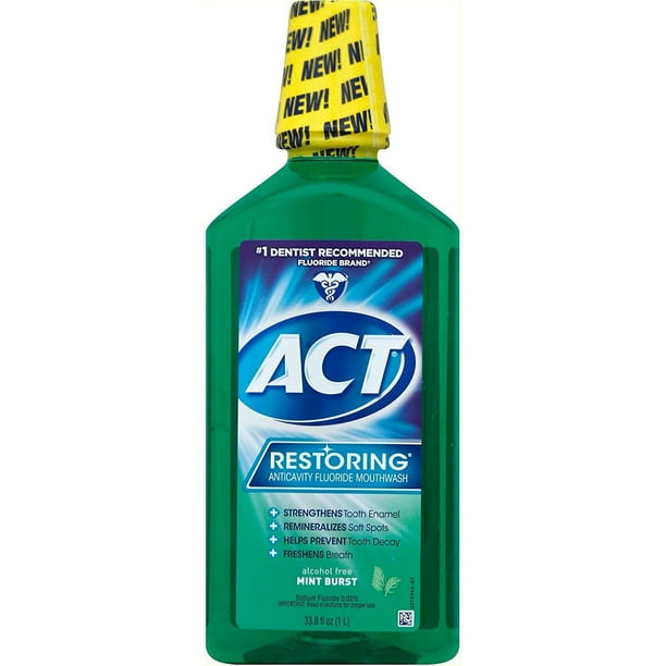 Act Restoring Anticavity Fluoride Mouthwash, Mint Burst, 33.8 Fl oz
