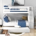thumbnail image 3 of Tcbosik Full Over Full Bunk Bed With Trundle And Staircase,White, 3 of 9