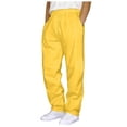 thumbnail image 1 of HBFAGFB Pants for Men Comfortable Simple Sweatpants Loose Straight Trouser with Pockets Yellow Size L, 1 of 4