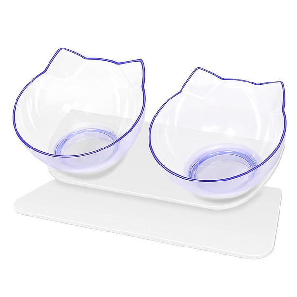 Cuenco para gatos inclinado con soporte para protección del cuello y comedero elevado para agua y comida para mascotas