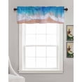 thumbnail image 3 of Blue White Ocean Wave Linen Curtain Valance for Bedroom/Bathroom/Kitchen/Office/Living/Dining Room Windows,Summer Sandy Beach Coastal Nautical Pocket Topper Drapes Decorative Cafe Drapery Panel 42x12, 3 of 6