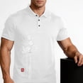 thumbnail image 7 of JOANKDMI Short Sleeve Shirts for Men Floral Embroidered Golf Tops Casual Vintage Style Graphic Tees Breathable Athletic Pullover for Work Business Summer Vacation, S-4XL, 7 of 7