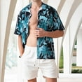 thumbnail image 4 of VBTAPA Sales of The Day! Men's 2 Pieces Casual Vacation Outfits Summer Beach Set Short Sleeve Flower Shirts and Shorts Sets White L, 4 of 7