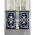 thumbnail image 3 of Tier Curtains 45 Inches Long, Navy Blue Brown Boho Window Treatment Curtain Drapes, Vintage Geometric Southwestern Small Curtain Drapes for Bathroom Laundry Room, 27.5"x45", 2 Panels, 3 of 7