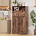 thumbnail image 2 of Storage Cabinet with 2 Drawers and Adjustable Shelves, Floor Cabinet with Doors, Bathroom Storage Cabinet for Living Room, Dining Room, Entryway, Rustic Brown CNSNG008F, 2 of 8