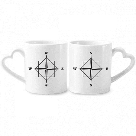 

Pointer Direction Compass Couple Porcelain Mug Set Cerac Lover Cup Heart Handle