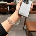 thumbnail image 2 of White Crystal Bead Short Lanyard: Portable Mobile Phone Chain with Metal Clip - Versatile Keychain Accessory for Phones and Keys, 2 of 6