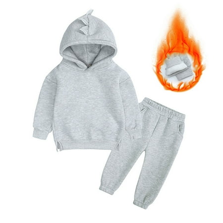 

THE WILD Casual Pretty Children s Baby Fleece Hooded Sweater Casual Suit Two-piece Set