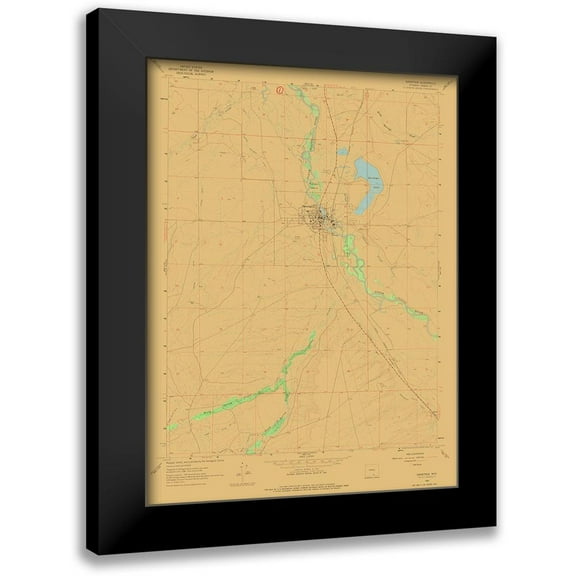 USGS 11x14 Black Modern Framed Museum Art Print Titled - Saratoga Wyoming Quad - USGS 1961