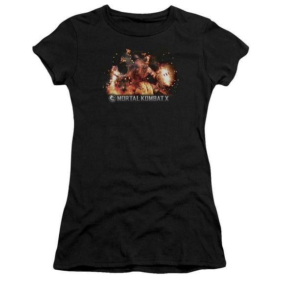 Mortal Kombat X - Scorpio Flames - Juniors Teen Girls Cap Sleeve Shirt - Large