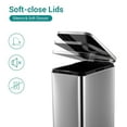 thumbnail image 3 of 13.2 Gallon/50 L Step Trash Can, Stainless Steel Rubbish Bin with Soft-Close Lid, Fingerprint Resistant Narrow Rectangle Garbage Can with Removable Inner Bucket for Kitchen, Dining Room, Silver, 3 of 7