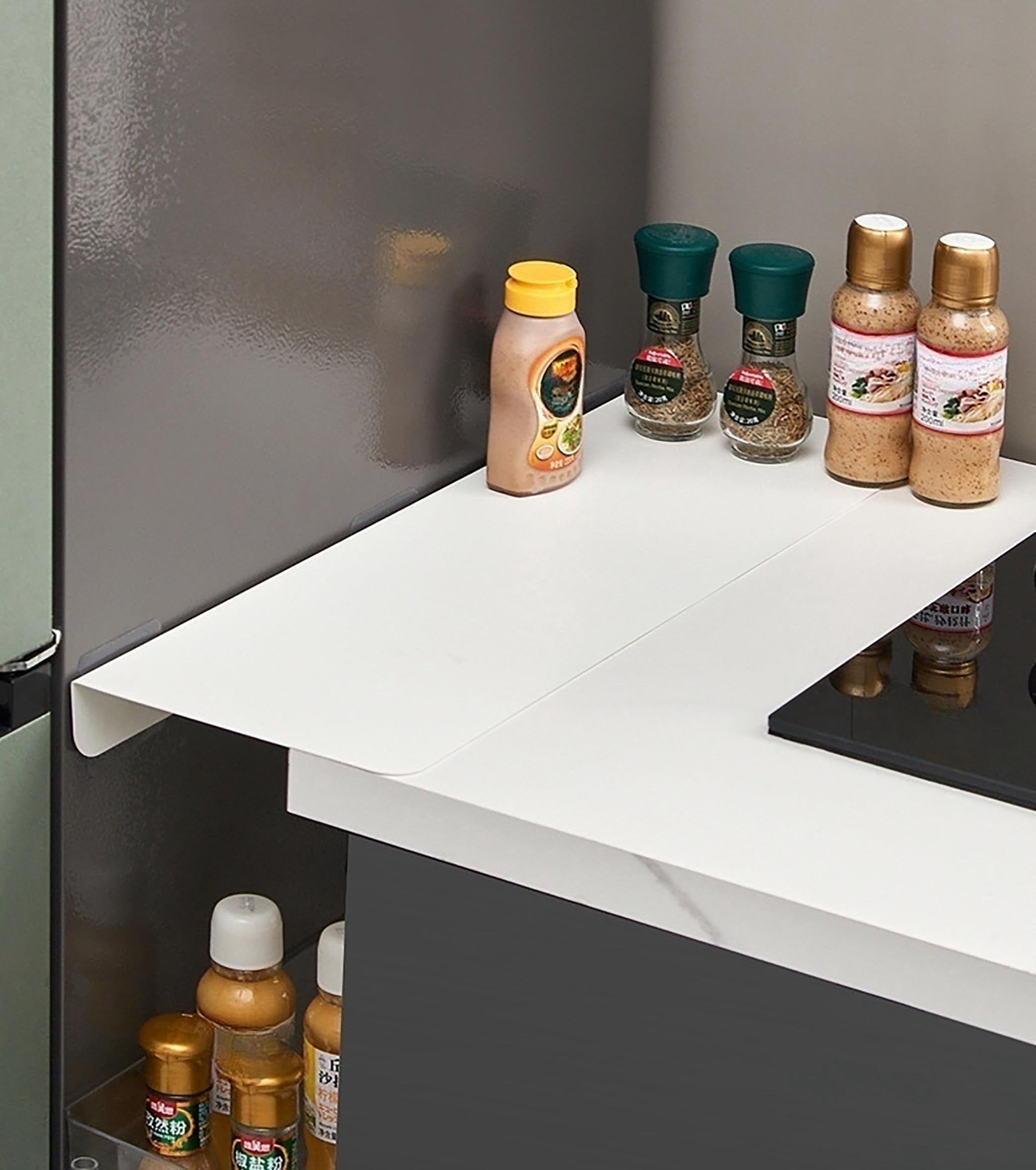 Kitchen Gap Partition Countertop Gap Extension Board, 19.68 x 3.93in Countertop Caulking Panels, Refrigerator Side Partition, Gap Covers Between Countertop and Walls(White)