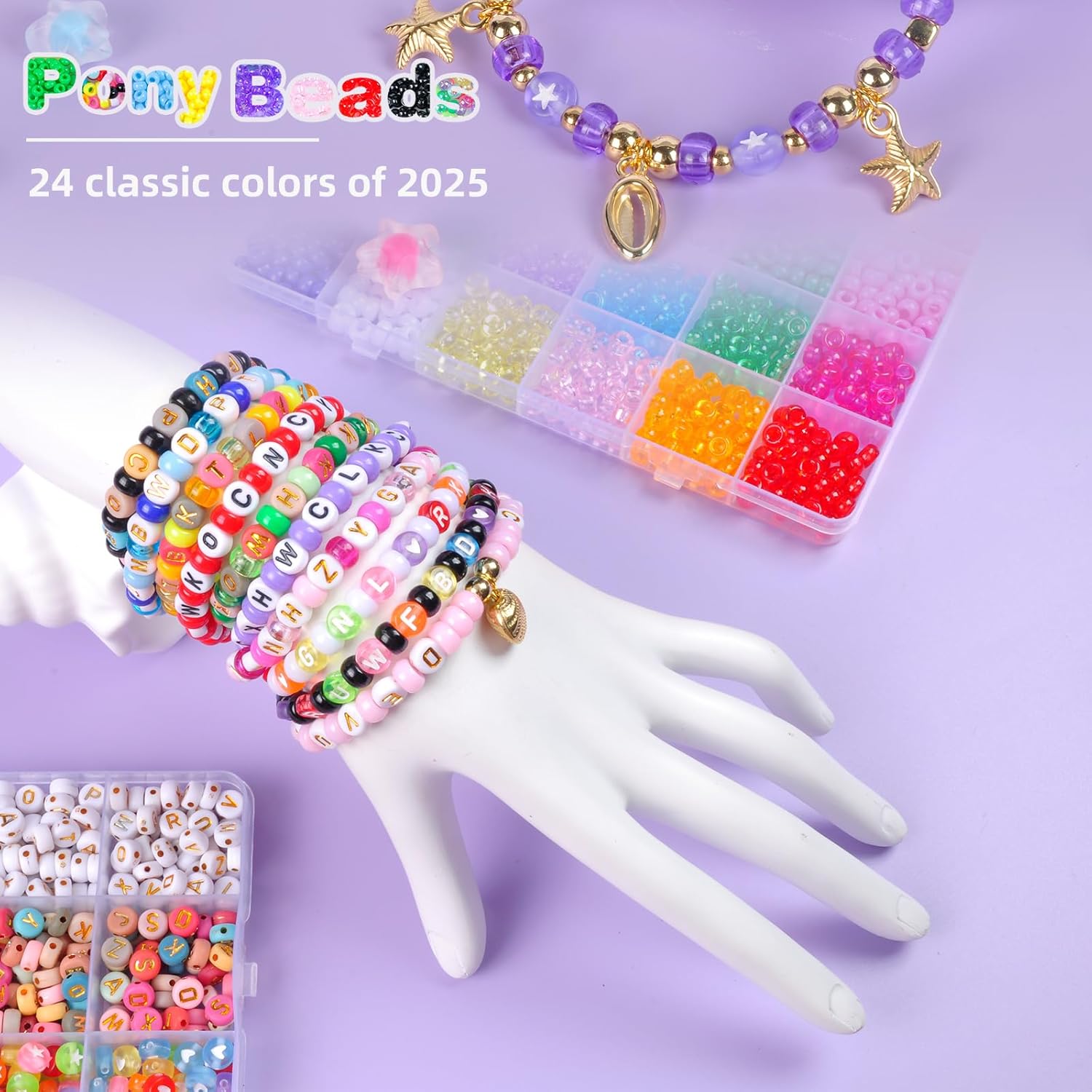 6 Box Set Friendship Bracelet Making Kit - 13000 Pcs, DIY Jewelry Making Set - Includes Clay, Seed, Pony Beads, Charms, and String
