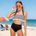 thumbnail image 2 of mgoYE Girl Swimsuit 10 Girls Swimsuits Swimwear Bathing Suit Beach Bikini Two Piece Tie Front Swimsiuts(Light Gray,5-6 Years), 2 of 9