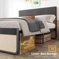 thumbnail image 3 of GloryStar Queen Size Bed Frame with Headboard and 2 Storage Drawers, Mattress Foundation No Box Spring Needed Noise Free, Platform Bed Frames with Metal Slats Support, Easy Assembly, Grey Linen, 3 of 7