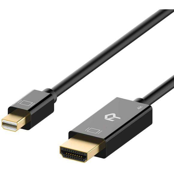 Rankie Mini DisplayPort (Mini DP) to HDMI Cable, 4K Resolution Ready, 6 Feet, Black