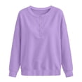 thumbnail image 4 of ZHYou Womens Long Sleeve Sweatshirts Henley Half Button Collared Loose Fit Drop Shoulder Casual Pullover Tops,Purple,Size S, 4 of 7