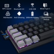 E-Yooso Z11 63 مفاتيح RGB تدعم بلوتوث / لاسلكي 2.4G / سلكي 3 لوحة مفاتيح للألعاب الميكانيكية