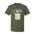 thumbnail image 2 of Wild Bobby, Love The Little Things Artsy Jar with Flowers Pop Culture Men's Graphic T-Shirt, Military Green, Medium, 2 of 3