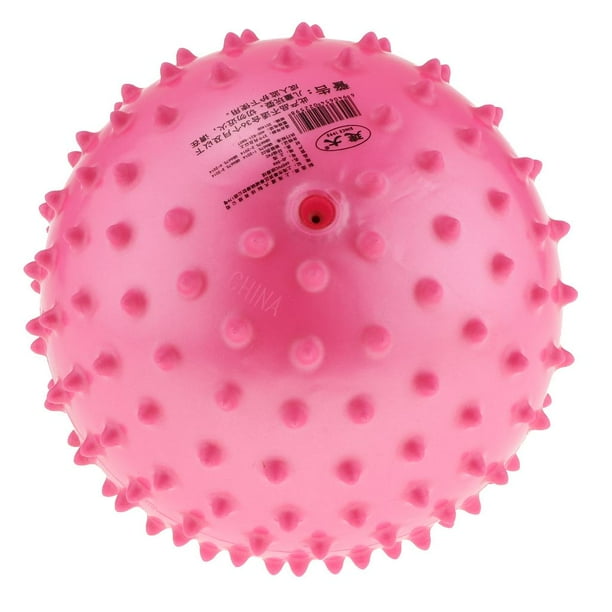 Pelota inflable de PVC de 6 pulgadas con forma de nudo y rebote, pelota sensorial con pinchos para masajes, juguete para bebé Rosado