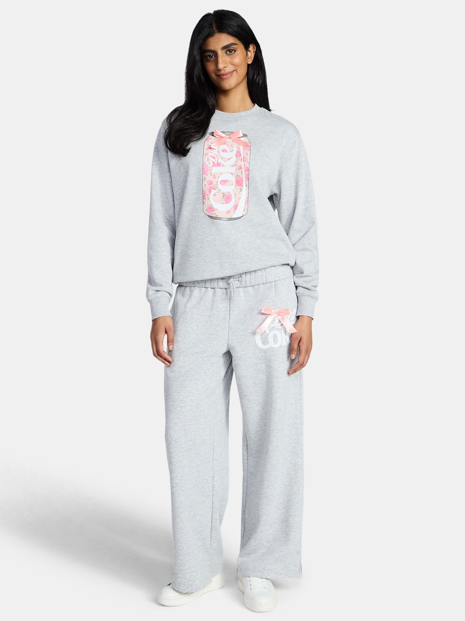Coca-Cola Women's Diet Coke Floral Graphic Crewneck Sweatshirt, Sizes XXS-XXL