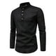 thumbnail image 3 of Camisa de manga larga para hombre con botones, de playa, de color liso, de algodón y lino. Negro, 3 of 9