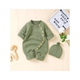 thumbnail image 2 of Bagilaanoe Newborn Baby Girl Boys Knit Jumpsuit Long Sleeve Bodysuit + Hat 3M 6M 9M 12M 18M Infant Ribbed One Piece Romper, 2 of 9