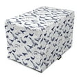 thumbnail image 1 of Whale Dog Crate Cover, Monochrome Marine Exotic Ocean Fishes Whales Swimming Wildlife Sea Illustration, Easy to Use Pet Kennel Cover Small Dogs Puppies Kittens, 7 Sizes, Indigo and White, by Ambesonne, 1 of 6