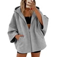 thumbnail image 3 of Perfectbot Women's Elbow-Length Sleeve Zip Up Hoodie Oversized Baggy Hooded Sweatshirt with Pockets, 3 of 8