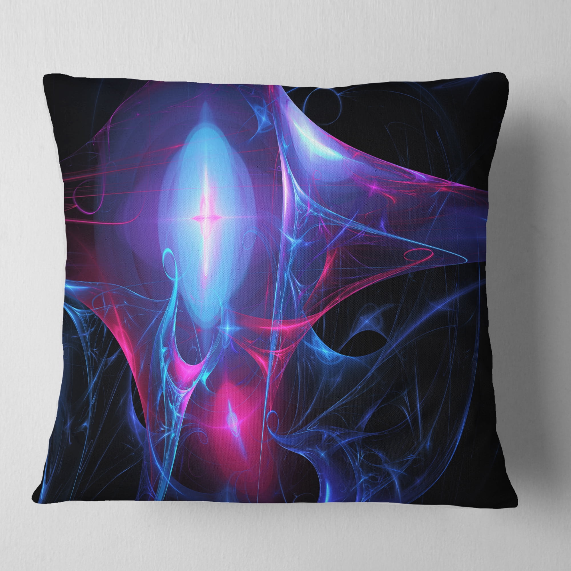 Designart Blue Bright Candle - Abstract Throw Pillow - 18x18