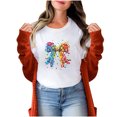 thumbnail image 1 of Fiudx Camisetas para Mujer Blusa Informal de Manga Corta con Estampado de Cuello Redondo para Mujer, 1 of 4