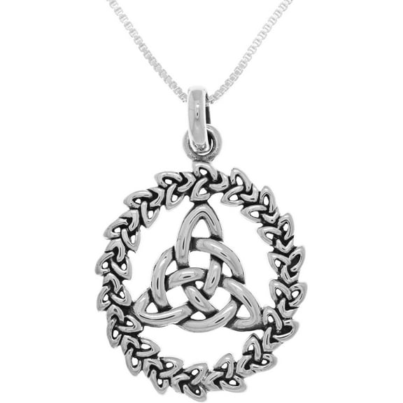 Jewelry Trends Sterling Silver Celtic Trinity Knotwork Pendant on 20 Inch Box Chain Necklace
