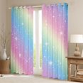 thumbnail image 2 of Homewish Ombre Blings Print Kitchen Curtains for Girls, Cute Rainbow Black Out Curtains Pack of 2 (42x63 Each), 2 of 5