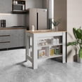 thumbnail image 2 of Cortes Kitchen Island 2-Tier Shelf 40" Width and large Work Top White - Light Pine, 2 of 6