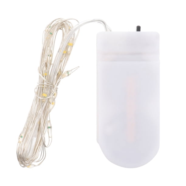Guirnalda de luces LED de alambre de cobre de 2 metros y 20 unidades, funciona con pilas, impermeable, decorativa, ideal para dormitorio, patio, fiesta, Navidad, boda (blanco cálido).