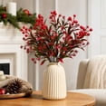 thumbnail image 7 of JeashCHAT Artificial Red Berry Christmas Stems, Fake Leaf Holly Berry Picks, 14" Holiday Floral Sprays for Vase Home Table Xmas Party Decor, 7 of 7