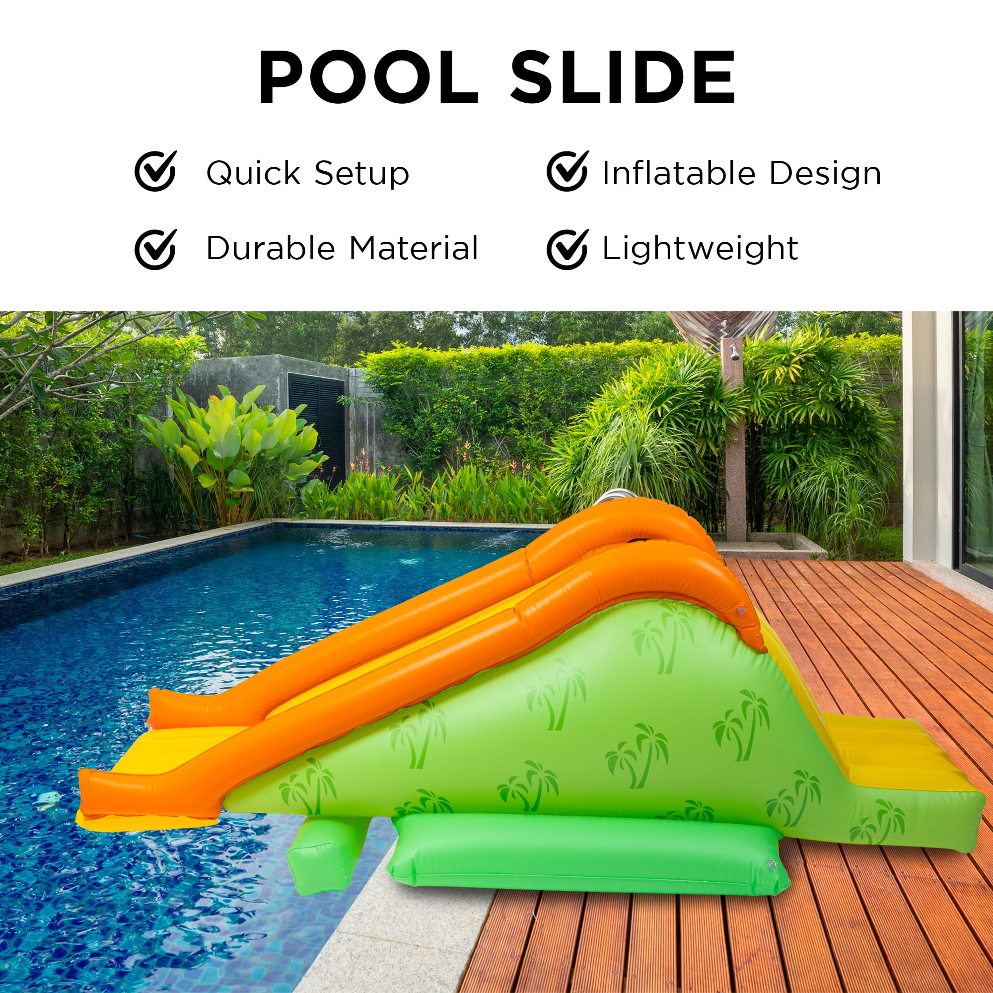 Merkury Innovations 102.25" Inflatable Pool Slide for Kids with Soft Landing Pad - Summer Water Fun