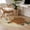 Brown Beige Yellow, variant on Round Area Rug 4 Ft, Vintage Bees Washable Non-Slip Circle Carpet for Living Room/Bedroom, Daisy Floral Pastoral Retro Art Low-Profile Crawling Mats Collection Rugs for Indoor