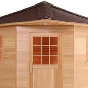 ALEKO Canadian Hemlock Wet Dry Outdoor 8 Person Sauna with Roof, 8 kW ETL Certified Heater