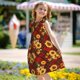 thumbnail image 5 of Balery Red Plaid Sunflower Camisón de princesa para niñas, pijama de algodón con mangas abullonadas, suave y bonito.-Small, 5 of 6