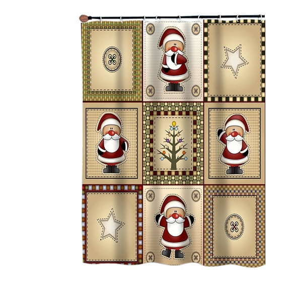 Carnation Homes Americana Country Santa Christmas Fabric Shower Curtain