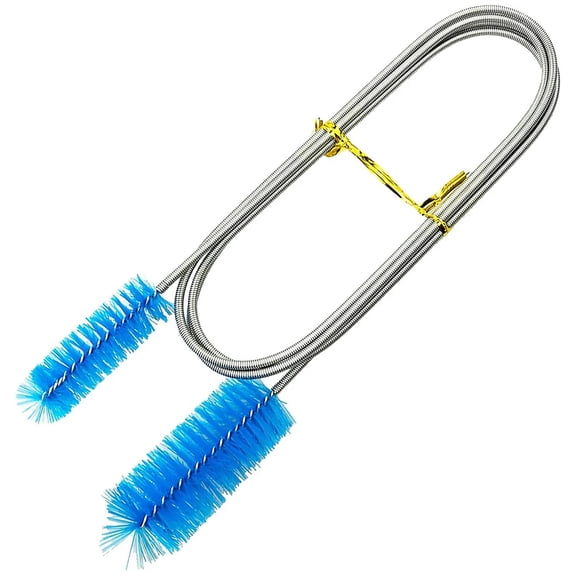 Apuakthei Flexible Aquarium Filter Brush, 1.5m Stainless Steel Bristles, Dual-Ended Tubing Cleaner for Fish Tanks & Kitchen, Blue, 1 Piece