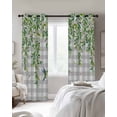 thumbnail image 4 of Spring Plants Blackout Curtains for Bedroom Living Room Darkening Curtains 54 Inch Long Watercolor Leaves Birds Flowers Gray Plaid Short Curtain for Small Window Treatment Grommet Drapes 42"x54"x2, 4 of 9