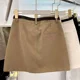 thumbnail image 4 of 2024 Verano Nuevo Mini Vestido de Cintura Alta Falda A-Line Ropa de Trabajo de Mezclilla para Mujer Vestido Mini Caqui a Prueba de Exposición, 4 of 5