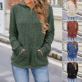 thumbnail image 2 of Women Knitted Sweater Hooded Long Sleeve Loose Fit Ribbed Knitting Pullover Tops with Pockets Casual Solid Color Autumn Knitwear, 2 of 7