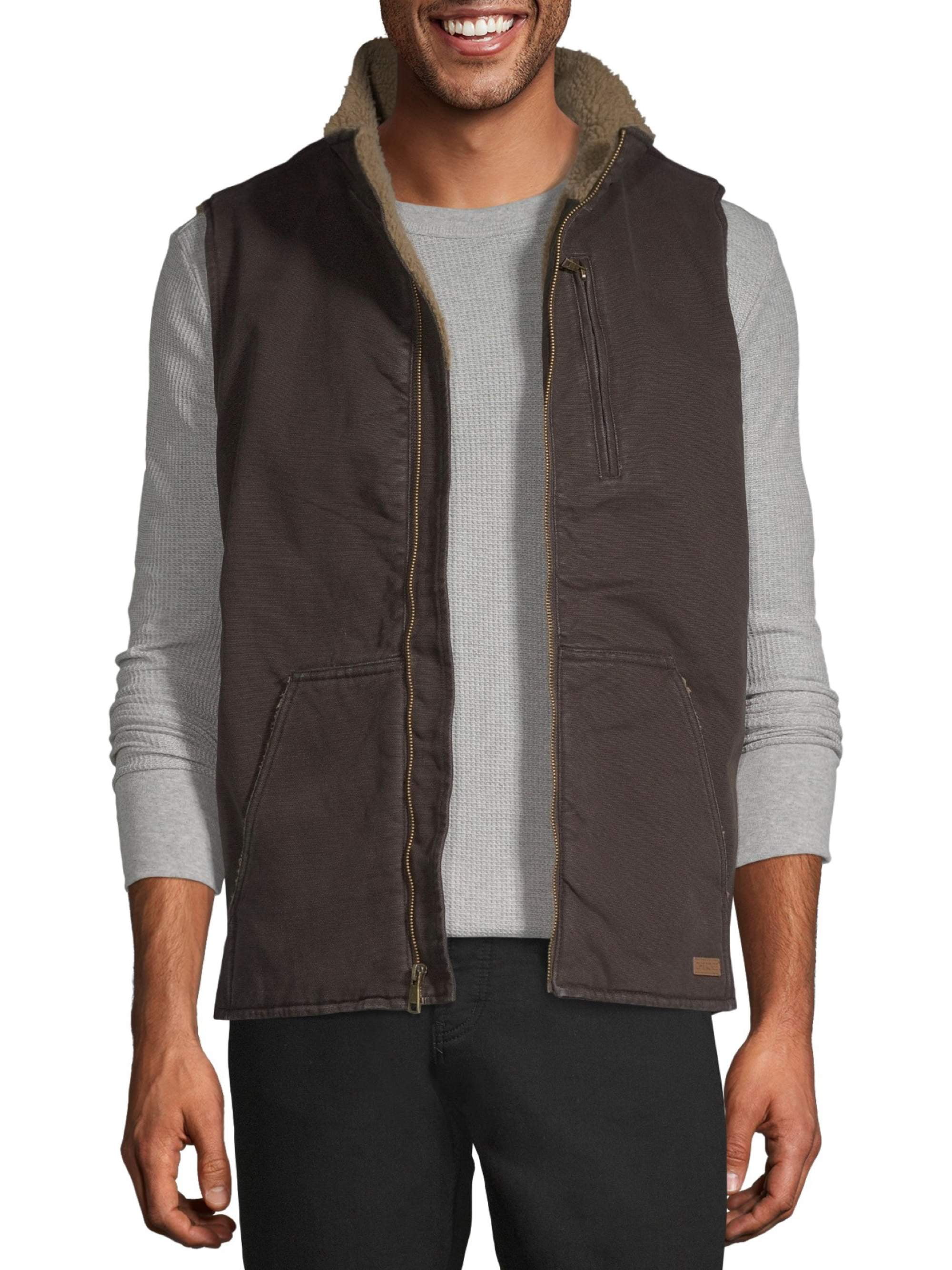 Cherokee Men's Washed Canvas Vest with Sherpa Lining