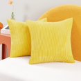 thumbnail image 1 of Deconovo Corduroy Fundas de cojines Juego de 4 – Machine Washable Home Decor for Sofa, Dormitorio | Light Yellow, 24x24 Inch, 1 of 7